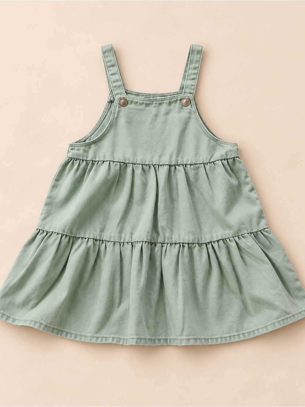 wonder nation Sage Green Tiered Pinafore Overalls Dress